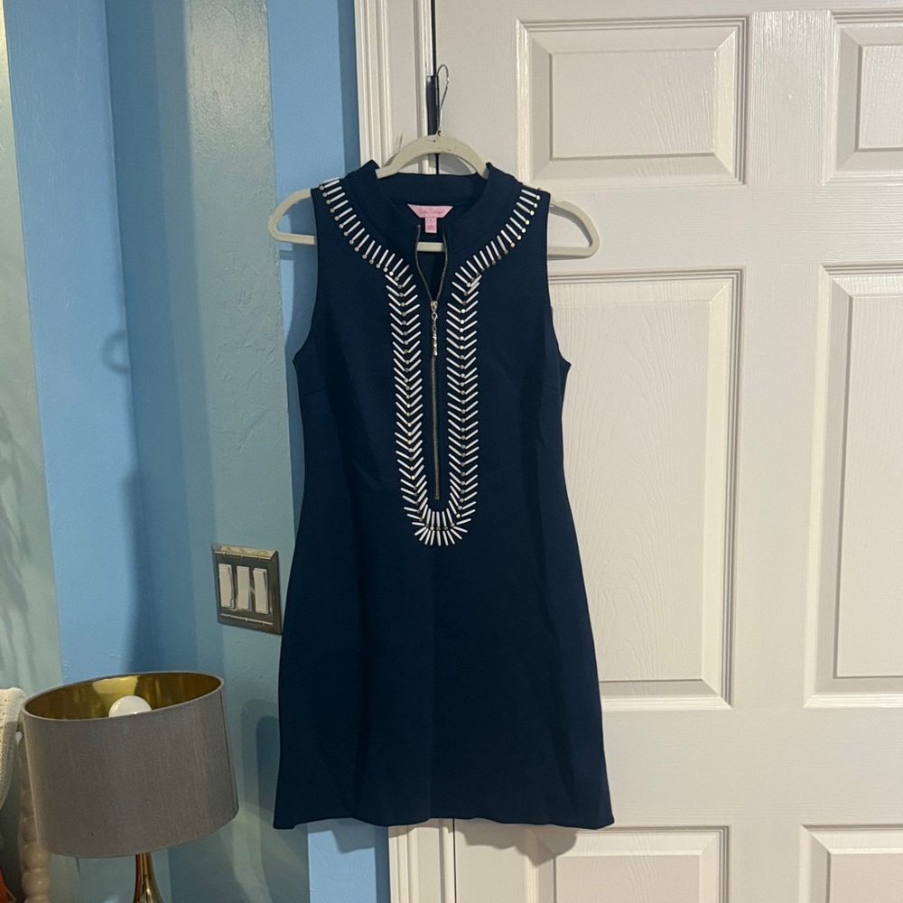 Lilly Pulitzer Navy Dress with White Embroidery